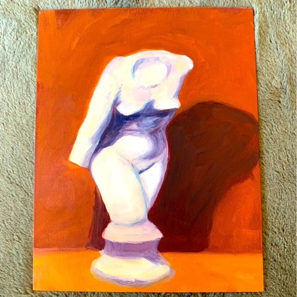 Painting of a sculpture of a Greek or Roman goddess